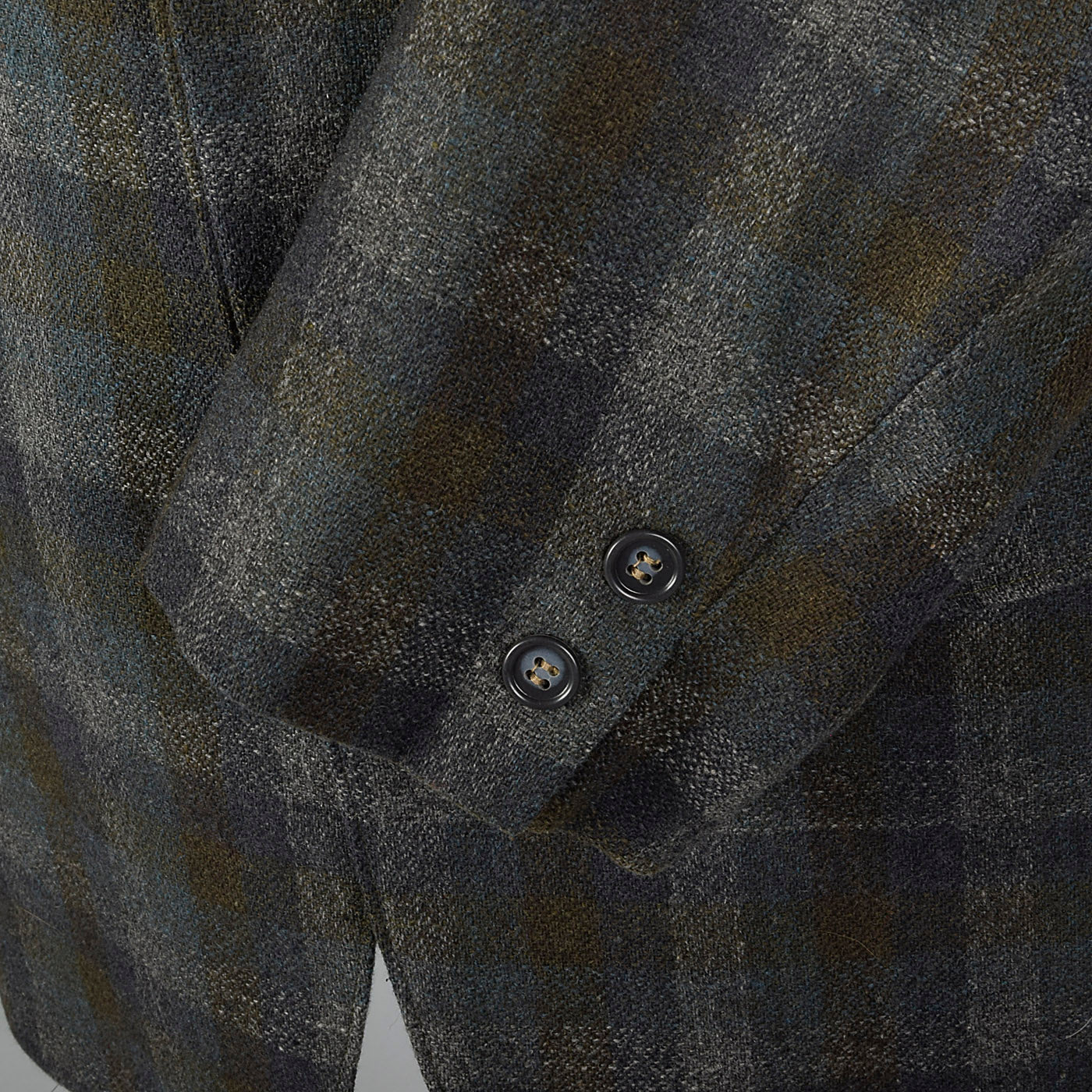 1970s Blue and Green Shadow Plaid Jacket