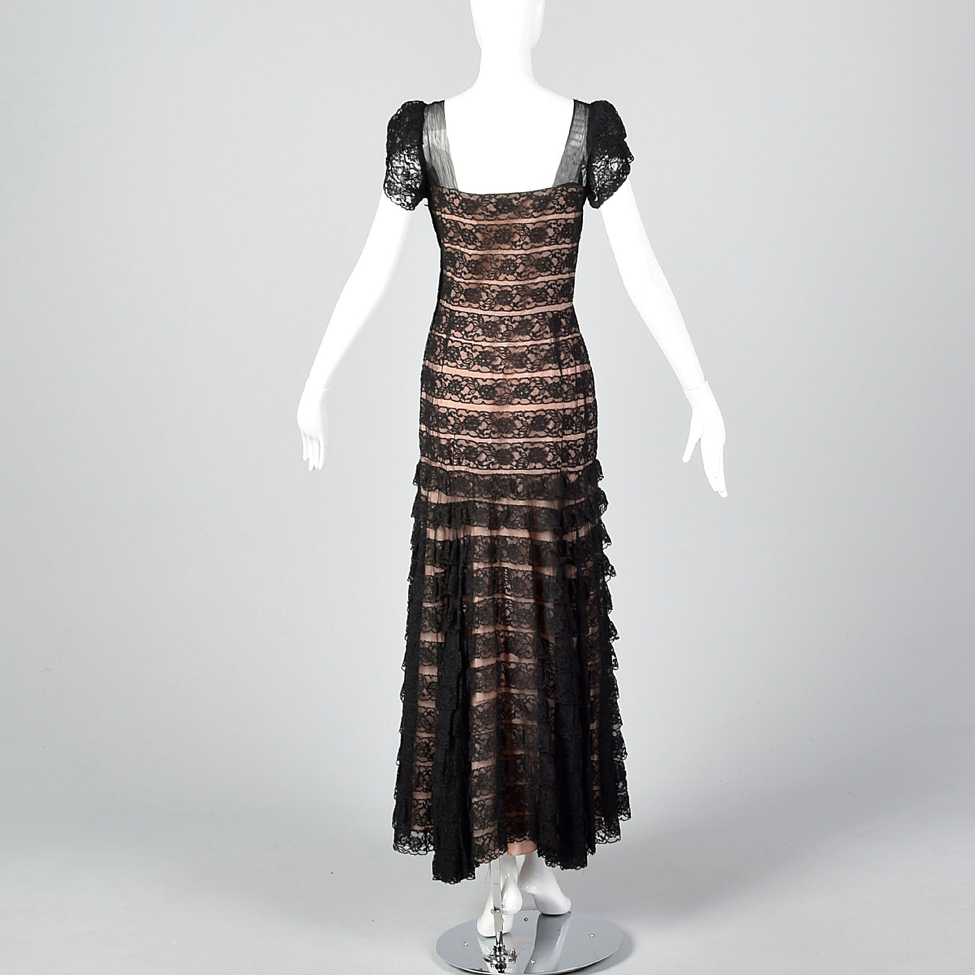 1940s Black Lace Mermaid Dress
