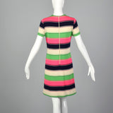 1960s Mod Striped Knit Shift Dress