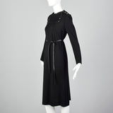 1970s Bonnie Cashin Black Wool Dress with Convertible Collar