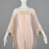 1970s Sexy Sheer Kaftan Nightgown in Pink