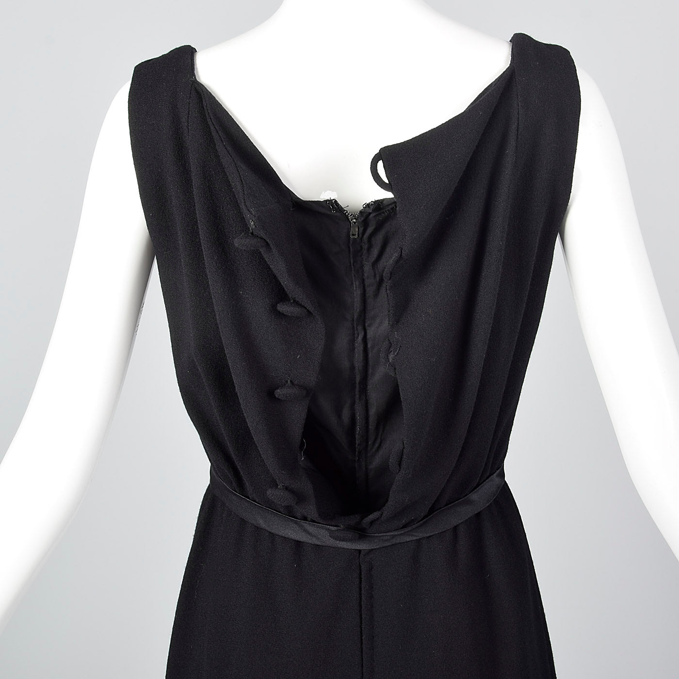 1950s Adele Simpson Black Dress with Button Up Back