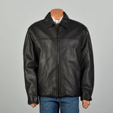 XXL 2000s Marc New York Jacket Classic Zip-Front Black Leather Winter Coat