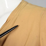 1940s Tan Rayon Crepe Dress with Full Flower Corsage