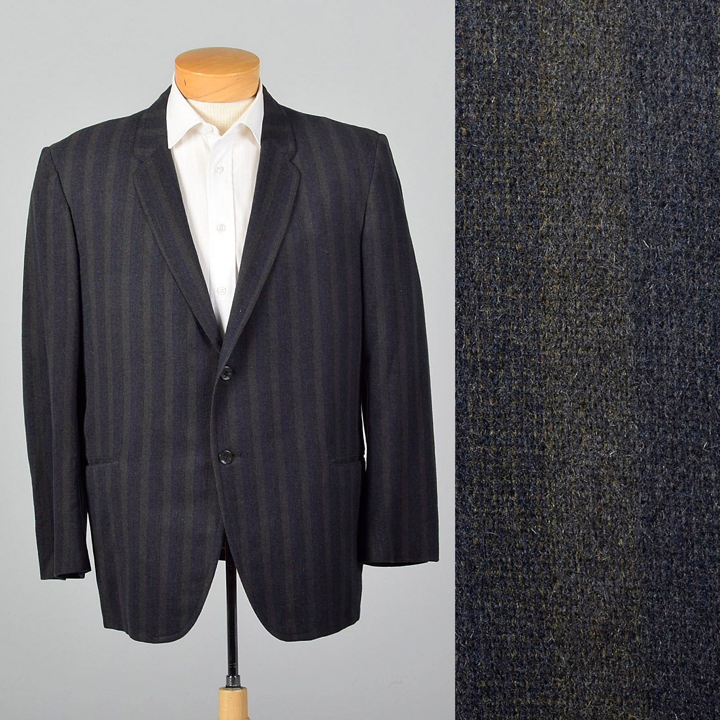 1950s Gray and Blue Wool Striped Jacket