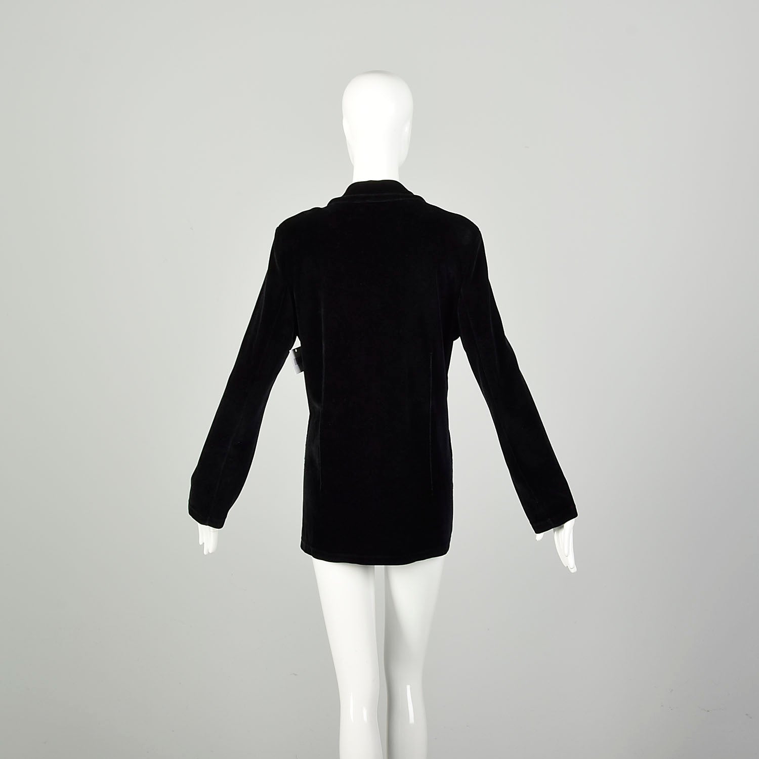 Large 1990s Sonia Rykiel Black Signature Pocket Blazer Velour Cardigan