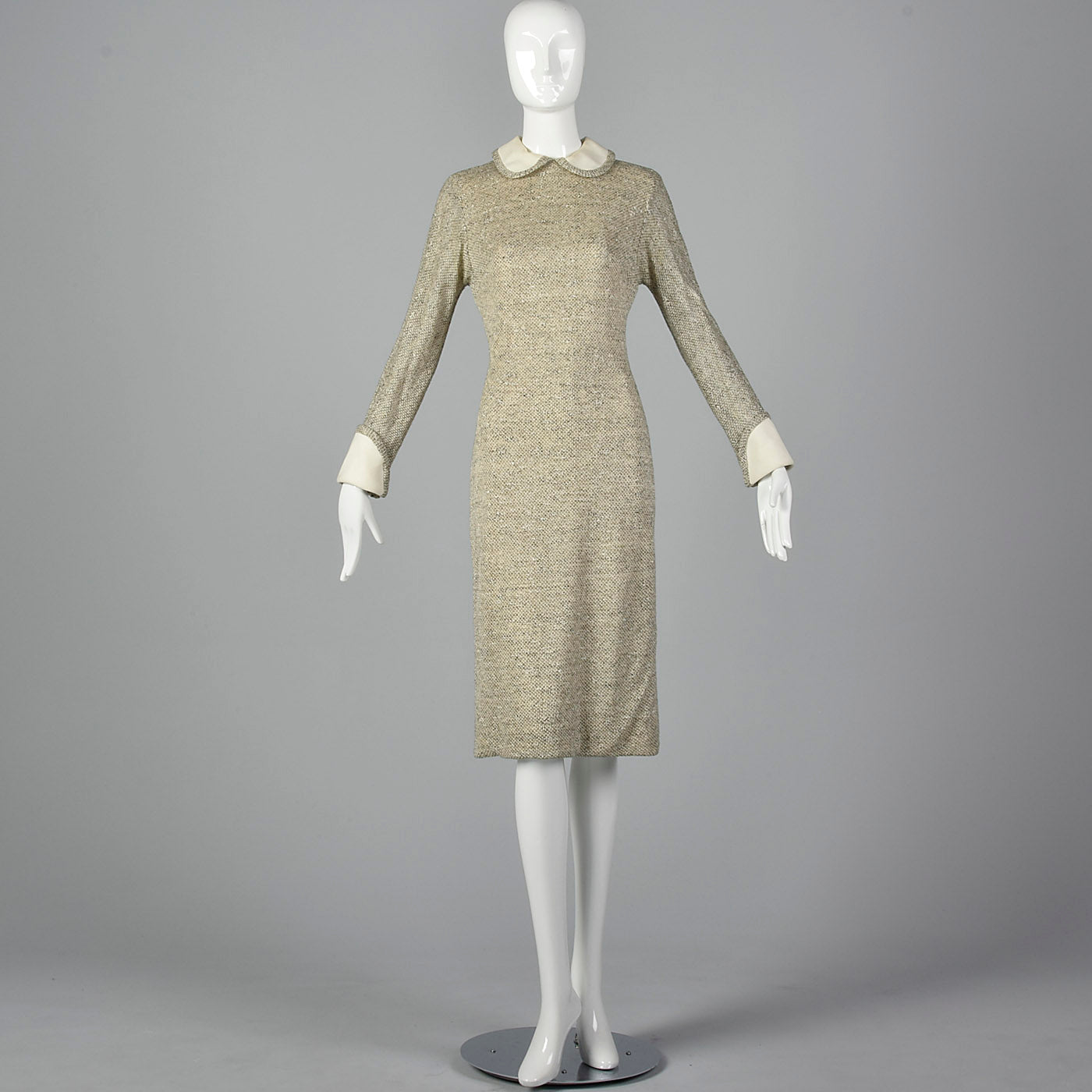 Small Anne Fogarty 1960s Gray Heathered Knit Dress