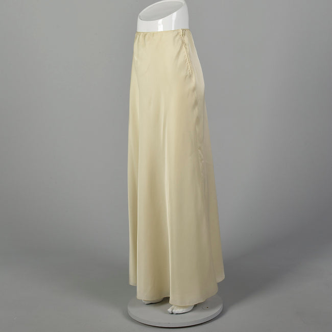 XS Mary McFadden 1990s White Ivory Maxi Skirt