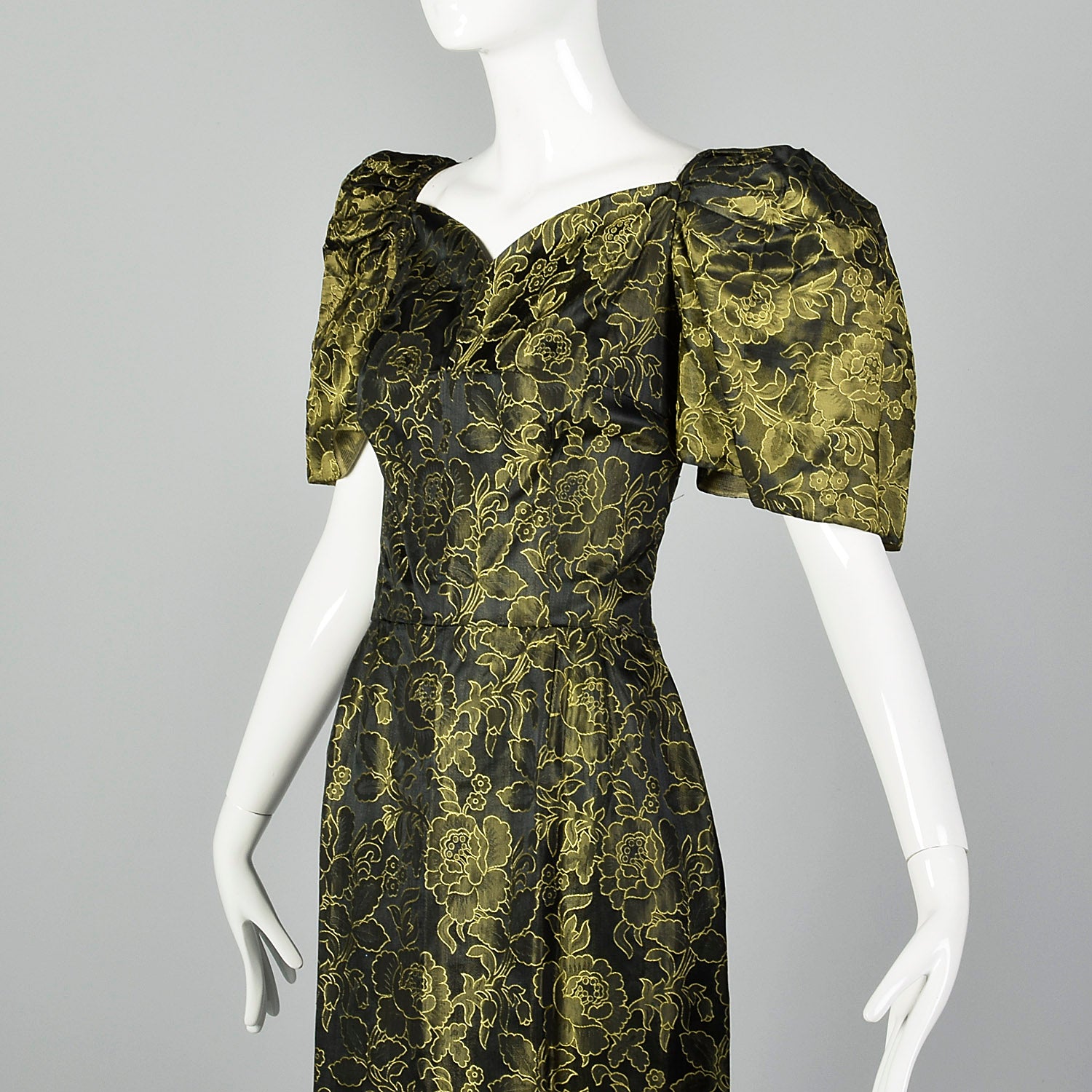 Small 1940s Damask Evening Gown Style & Salvage Small 1940s Damask Evening Gown Style & Salvage