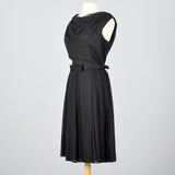 1950s Classic Little Black Dress with Draped Neckline