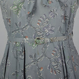 1950s Gray Print Cotton Day Dress