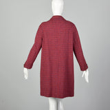 Medium 1960s Red and Blue Scottish Wool Tweed Coat