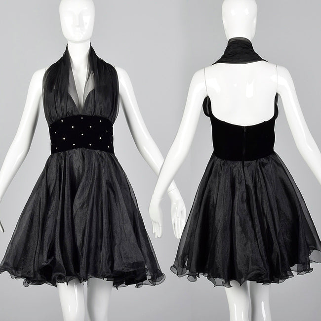 1980s Sexy Halter Dress in Black