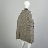 XXS 1960s Neusteters Houndstooth Cape Woven Winter Outerwear Shawl Collar Pockets