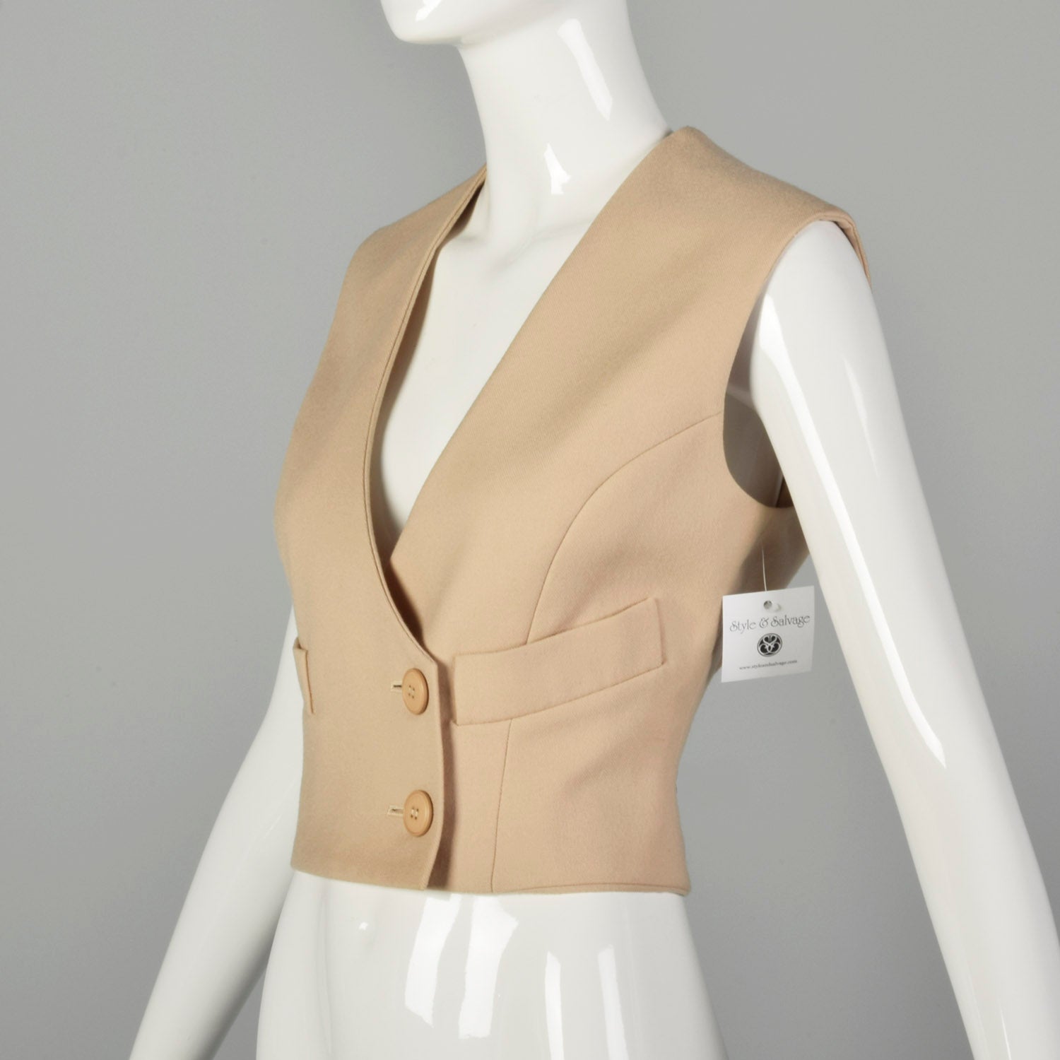Small 1980s Numbered Christian Dior Boutique Minimalist Tan Wool Vest