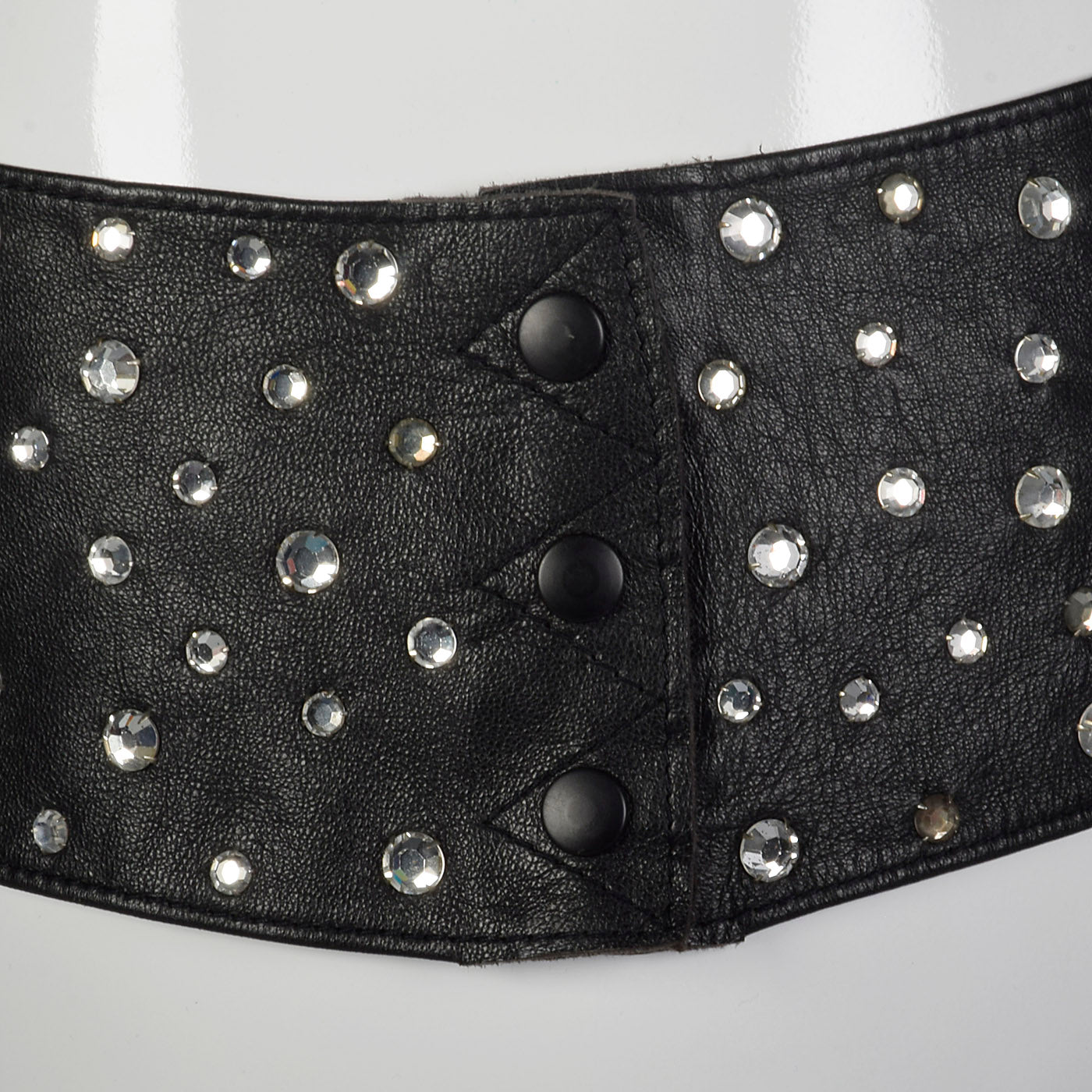 1990s Black Rhinestone Belt