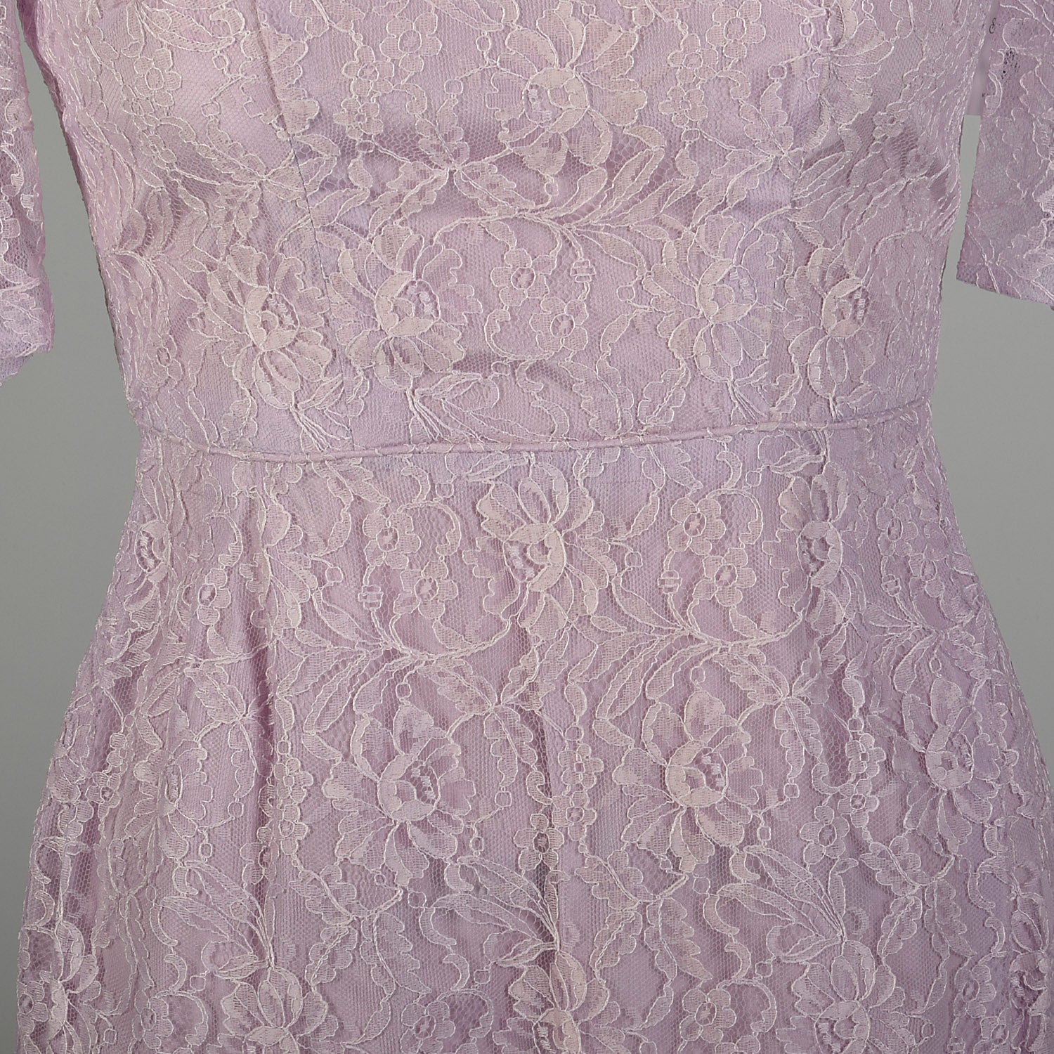 XL 1950s Set Lavender Lace Cocktail Party Peplum Waist Wiggle Dress