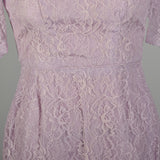 XL 1950s Set Lavender Lace Cocktail Party Peplum Waist Wiggle Dress