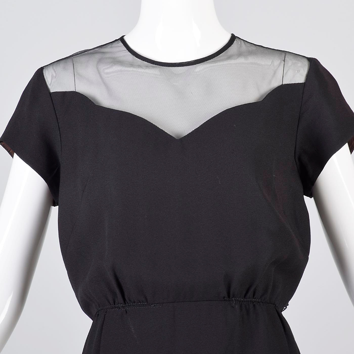 1960s Little Black Dress with Sheer Chiffon Shoulders