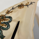 1940s Cream Taffeta Wedding Dress with Sequin Bodice