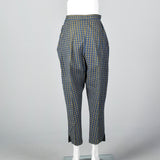 1950s Blue Plaid Cigarette Pants