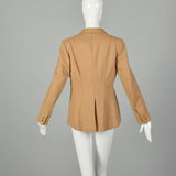 Medium 1970s Tan Matching Wool Set Camel Blazer Bohemian Vest