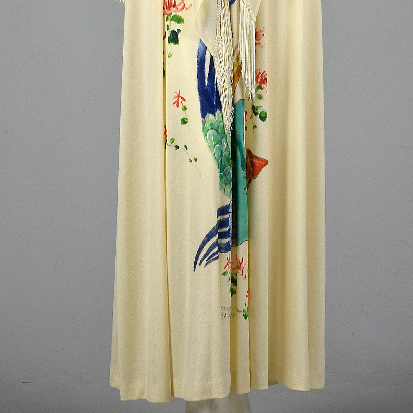 1970s Hand Painted Maxi Dress and Matching Shawl