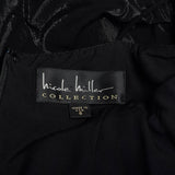 Small 2000s Nicole Miller Collection Shiny Black Lamé Cocktail Party Ruffle Evening LBD Dress