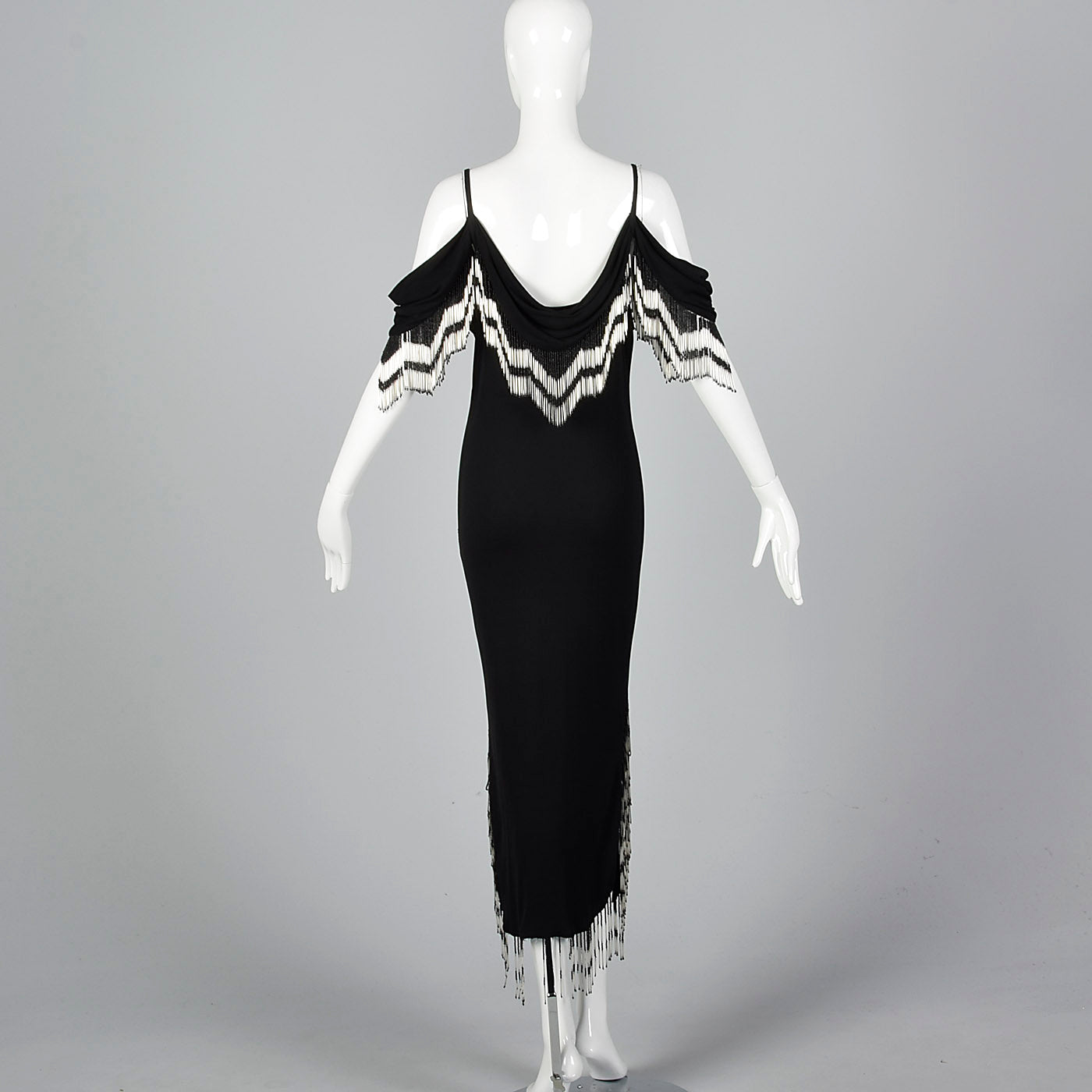 1990s Off the Shoulder Beaded Dress