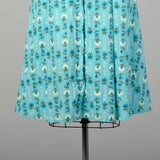 3XL 1950s Day Dress Blue Cotton Summer Novelty Print Volup Short Sleeve Casual