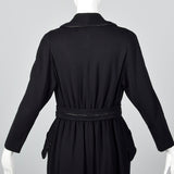 1950s Black Knit Trench Coat with Red Lining