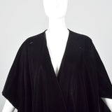 1990s Black Velvet Wrap with Knotted Fringe