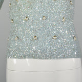 XS 1960s Fully Beaded and Sequined Blue Sweater