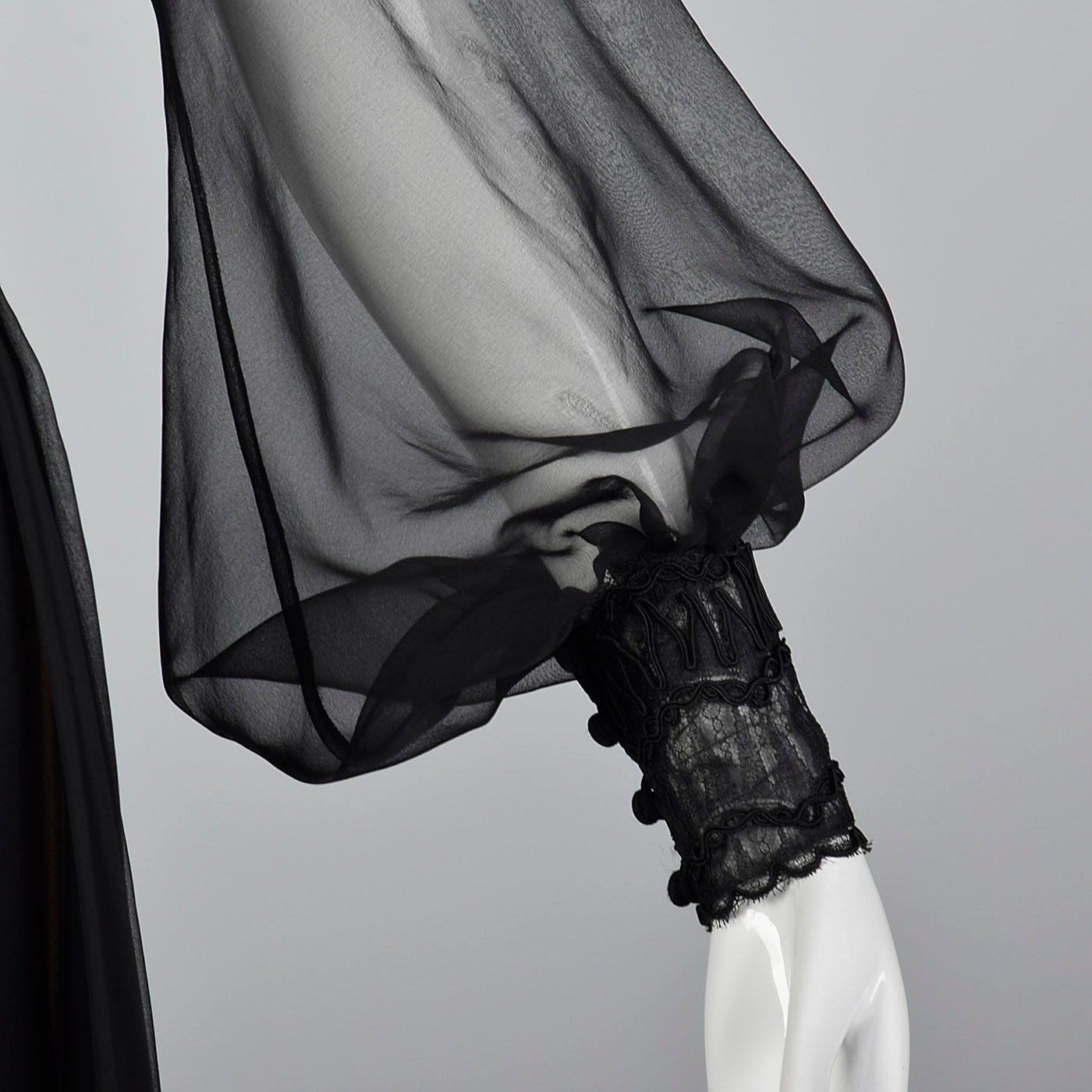 1960s Layered Sheer Dress with Bishop Sleeves