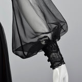 1960s Layered Sheer Dress with Bishop Sleeves