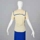1940s Nautical-Style Two Piece Knit Outfit