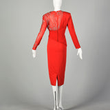1980s Rose Taft Red Evening Dress