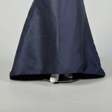 Size 12 2010s Eleni Elias Navy Evening Gown Formal Prom Fishtail Train