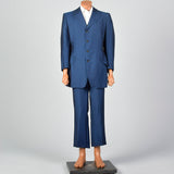 42L 1960s Mens Blue Diagonal Stripe Suit