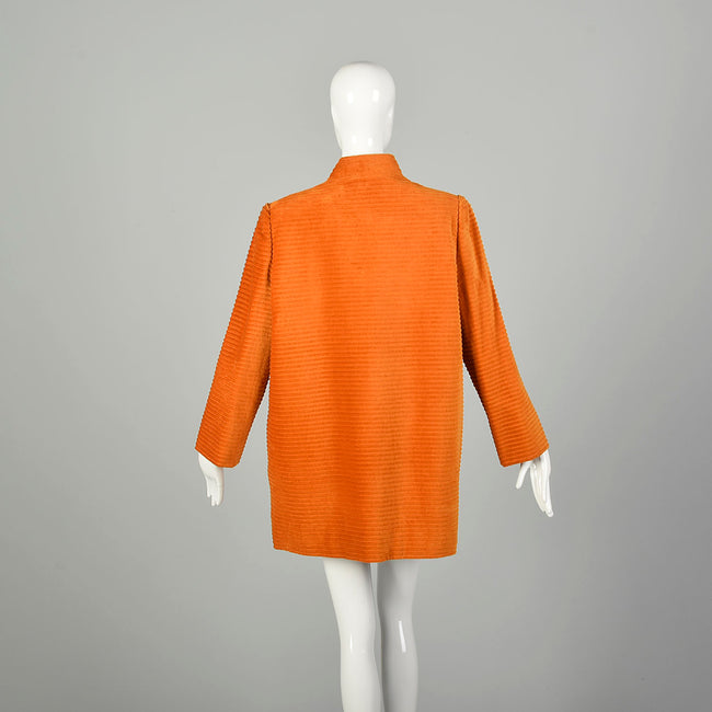 XL 1980s Bill Blass Pumpkin Autumn Set Cozy Wide Wale Corduroy Jacket Slinky Blouse