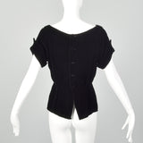 Medium 1950s Beaded Black Velvet Top