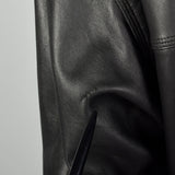Large-XLPelle Pelle Black Leather Bomber Jacket