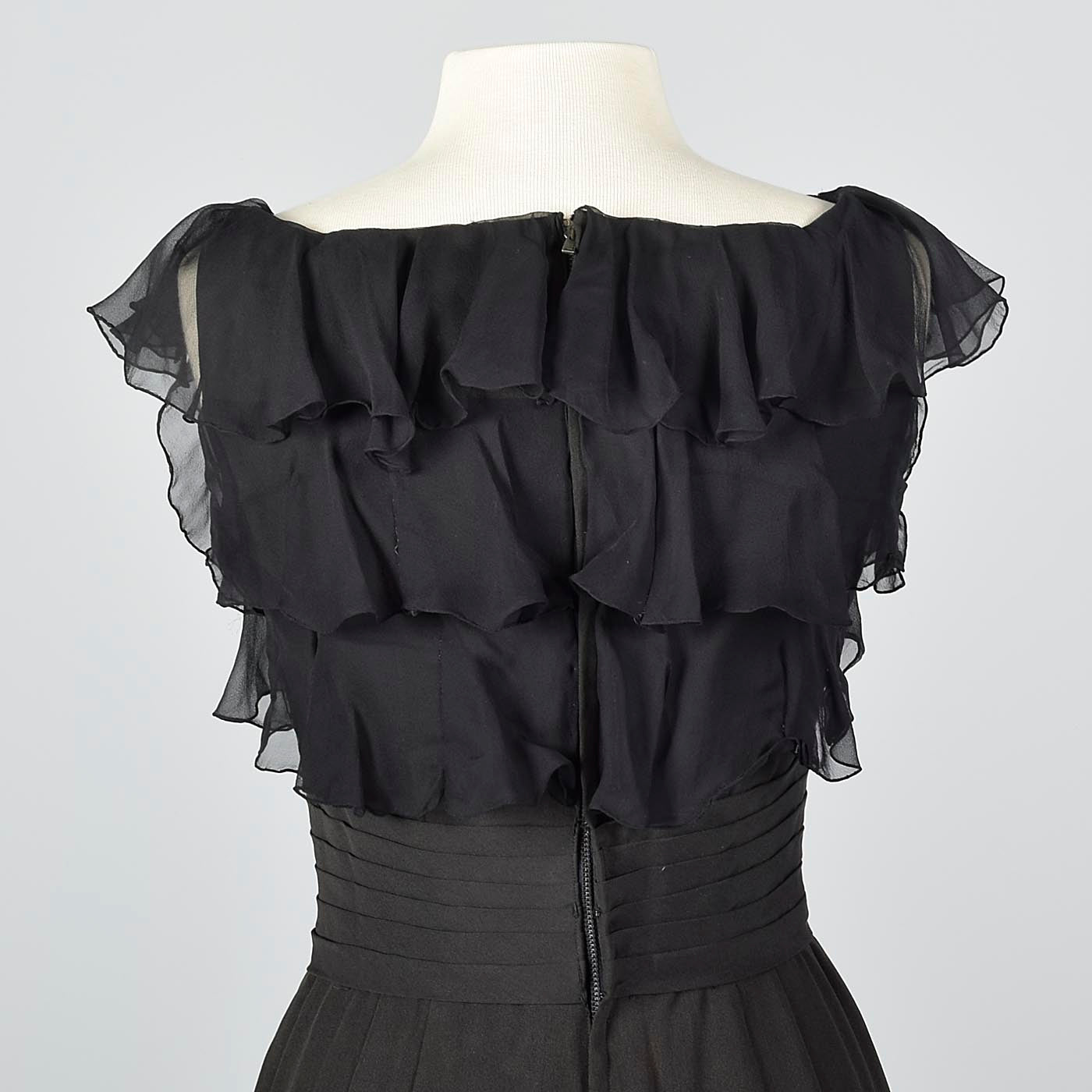 1940s Black Cocktail Dress with Chiffon Bust