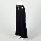 Small 1970s Black Skirt Velvet Formal Evening Maxi