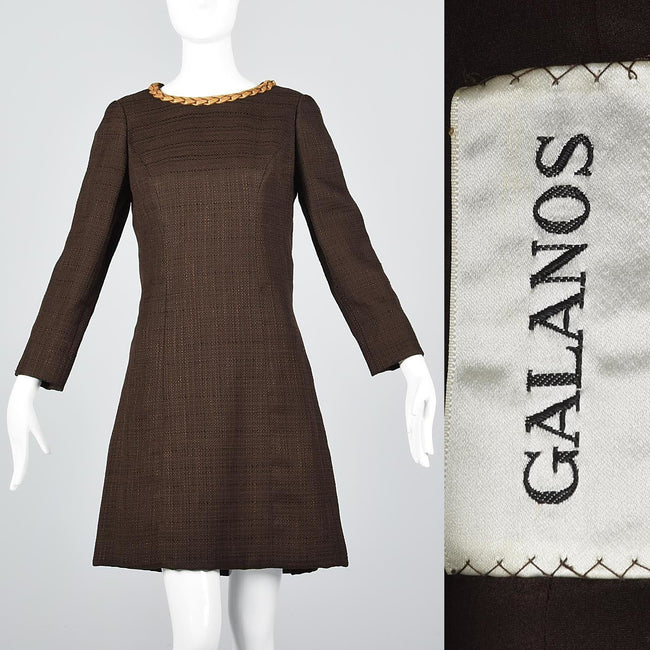 Casual 1960s Galanos Mod Bohemian Shift Dress