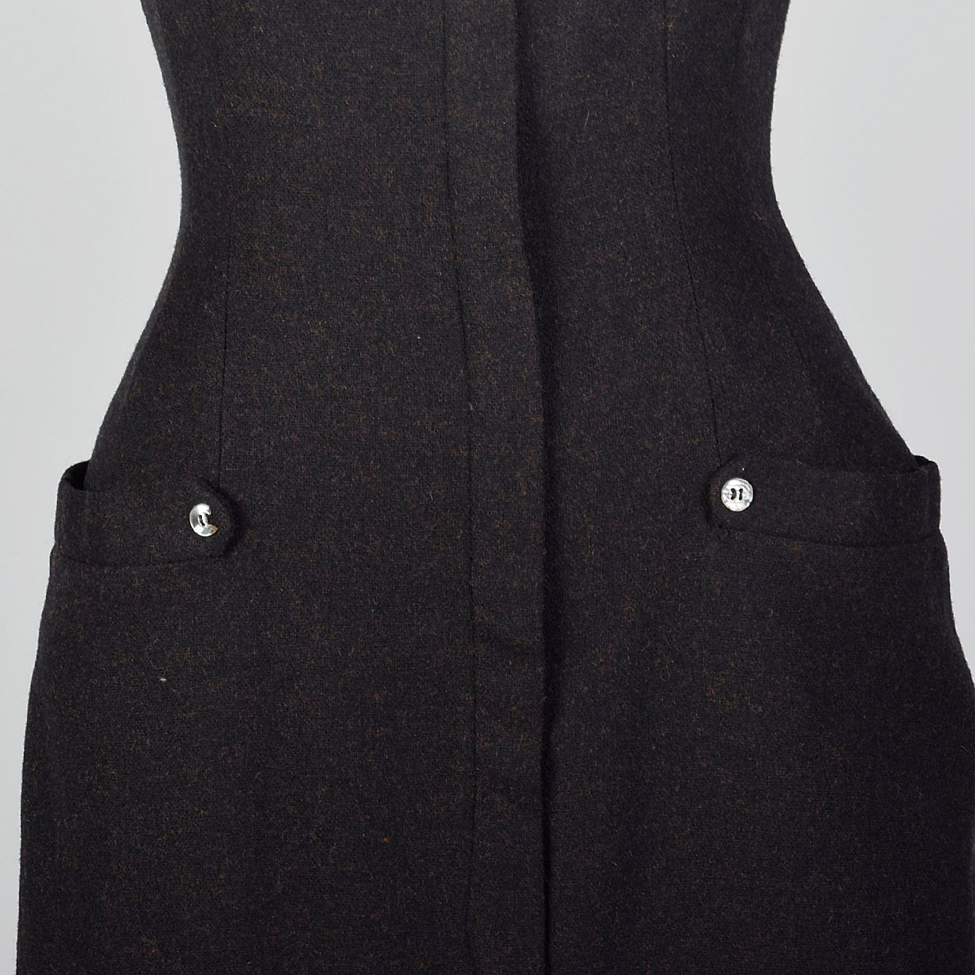 1950s Brown and Black Wool Jumper Dress