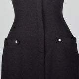 1950s Brown and Black Wool Jumper Dress