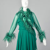 Medium Adele Simpson Elizabeth Arden 1970s Feather Gown and Jacket