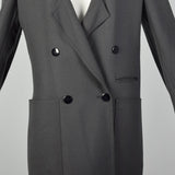Medium Louis Feraud 1980s Double Breasted Gray Coat