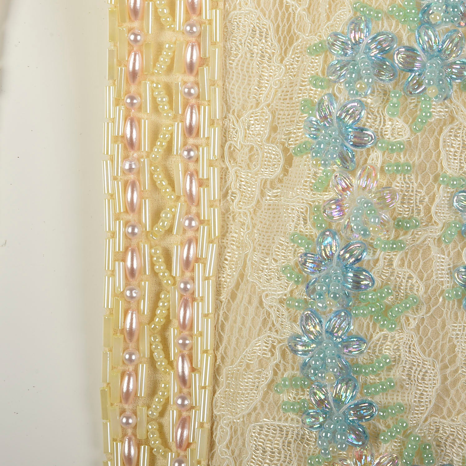 Medium 1980s Diane Freis Beaded Lace Jacket Spring Pastel Bolero